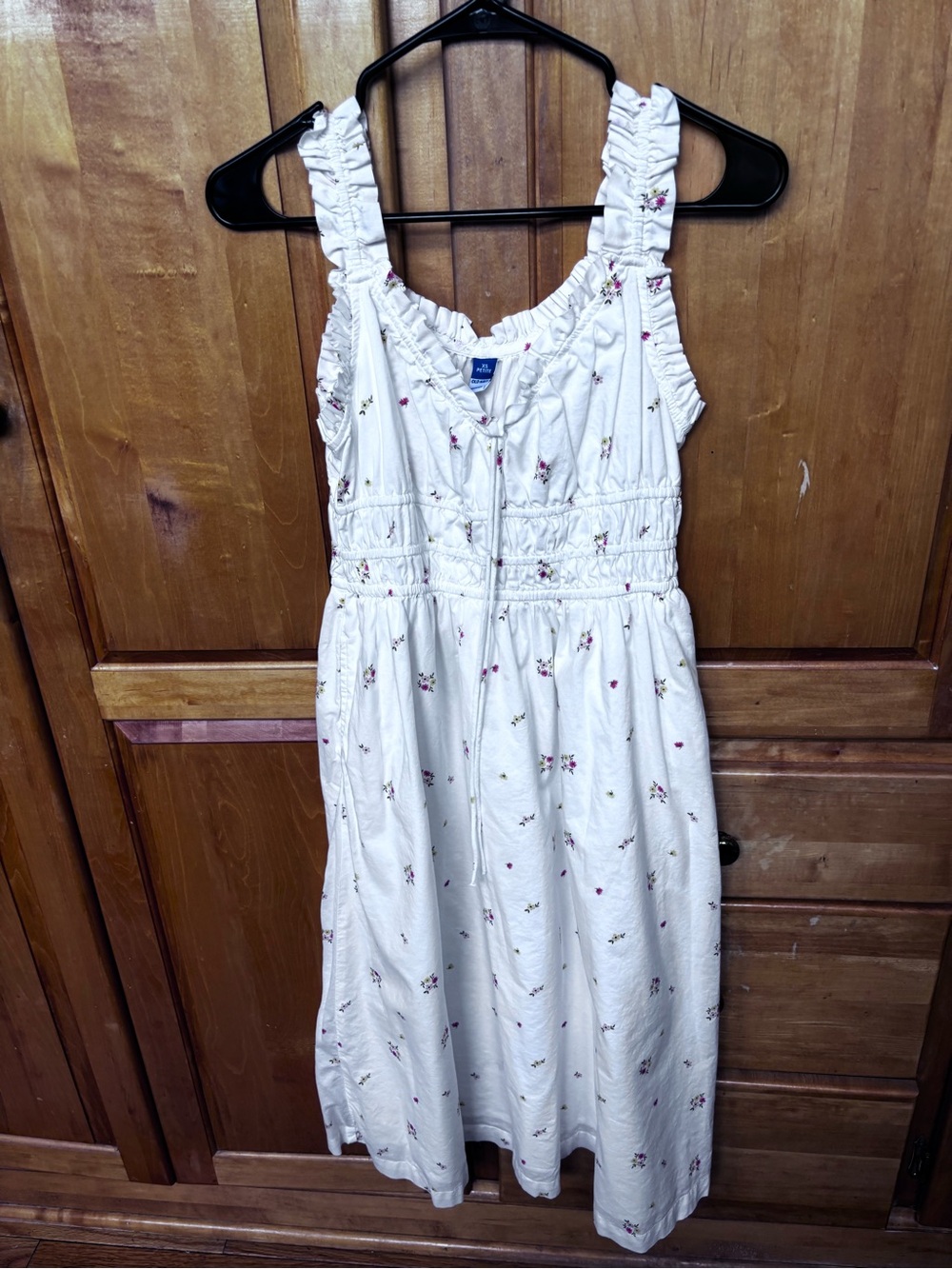 Old Navy White Midi Dress with Pink Floral Accents